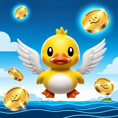 A Duck Collecting Coins By Gamepix