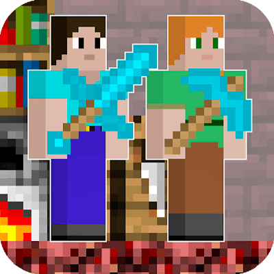 Alex and Steve Nether By Gamepix