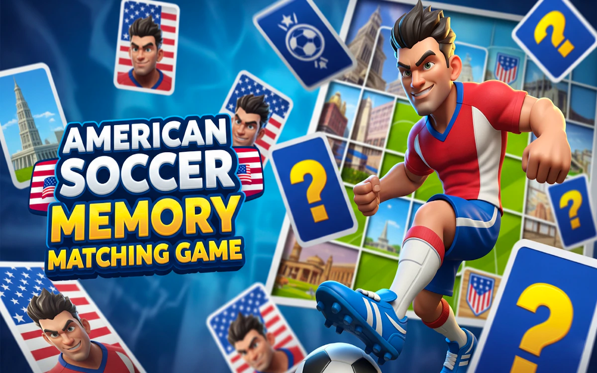 Play American Soccer Memory Matching Game — free online Memory game