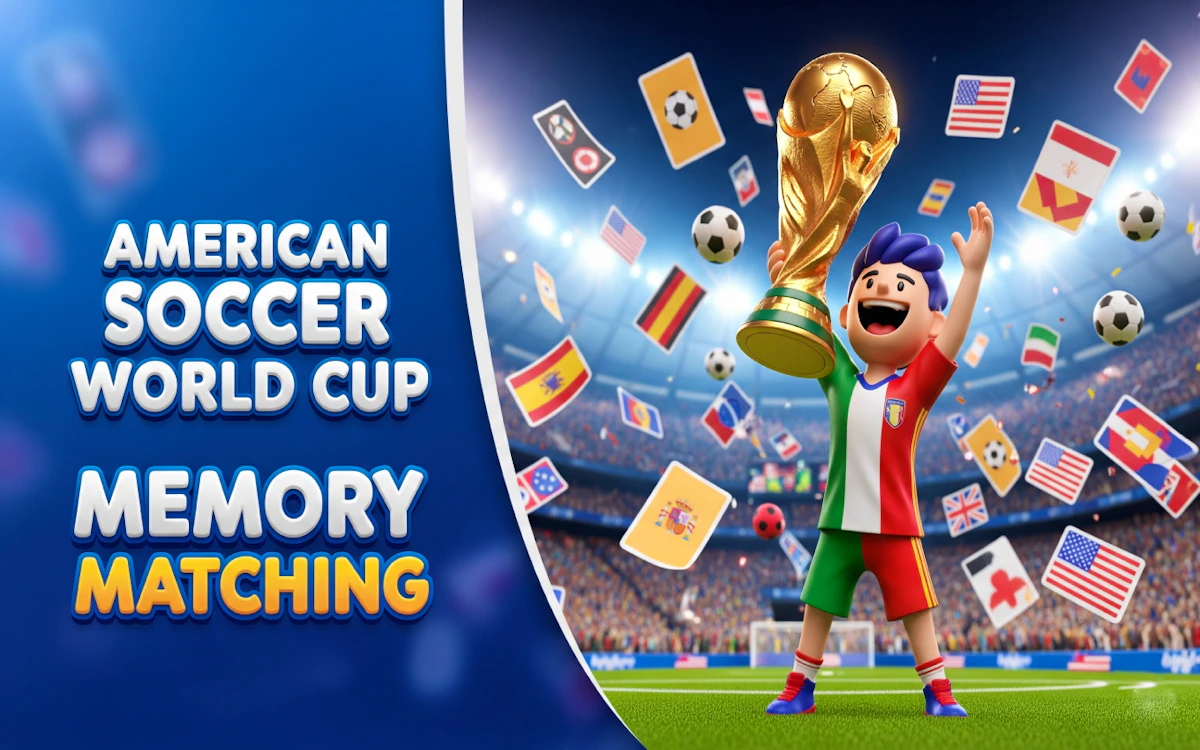 Play American Soccer World Cup Memory Matching — free online Memory game