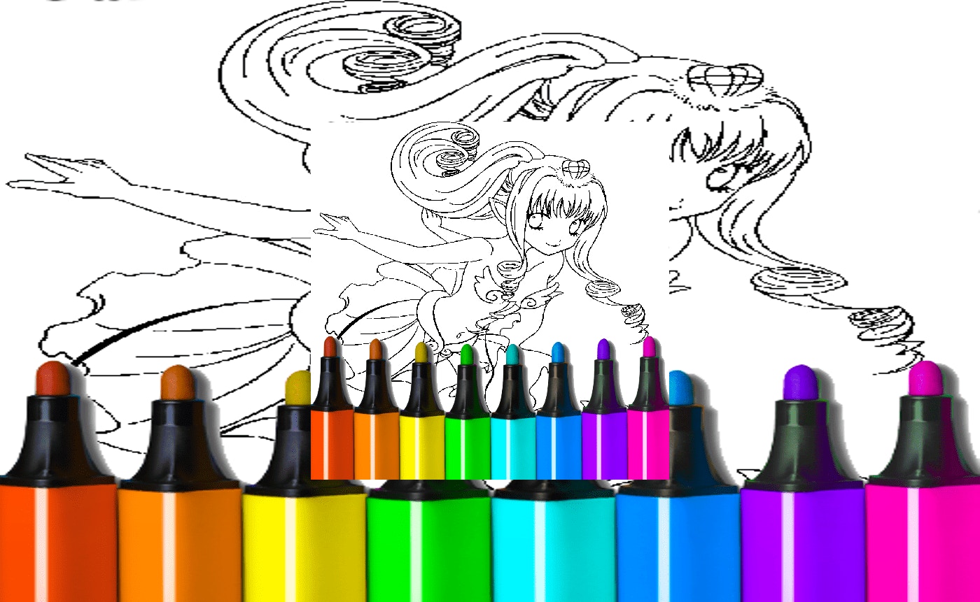 Anime Blue Mermaid Coloring