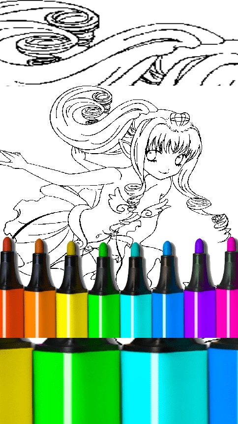 Anime Blue Mermaid Coloring