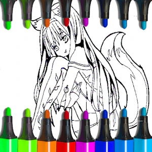 Anime Fox Girl Cute Coloring Pages Thumbnail
