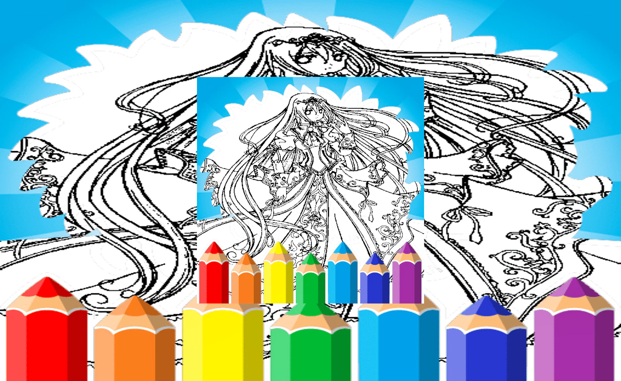 Pages à colorier de princesse anime