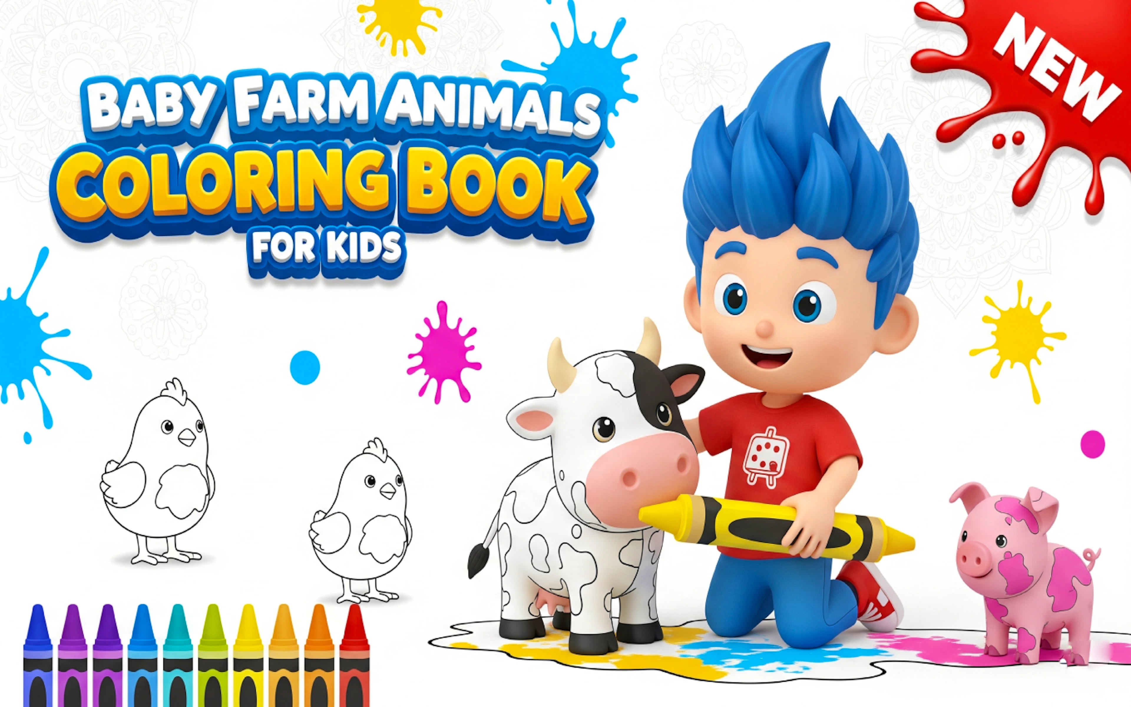 Baby Farm Animals Coloring Book for Kids