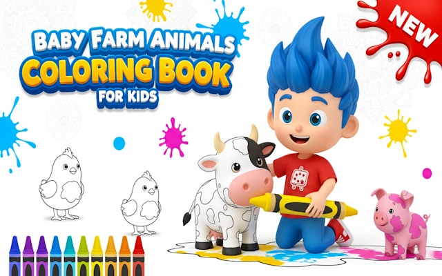 Baby Farm Animals Coloring Book For Kids