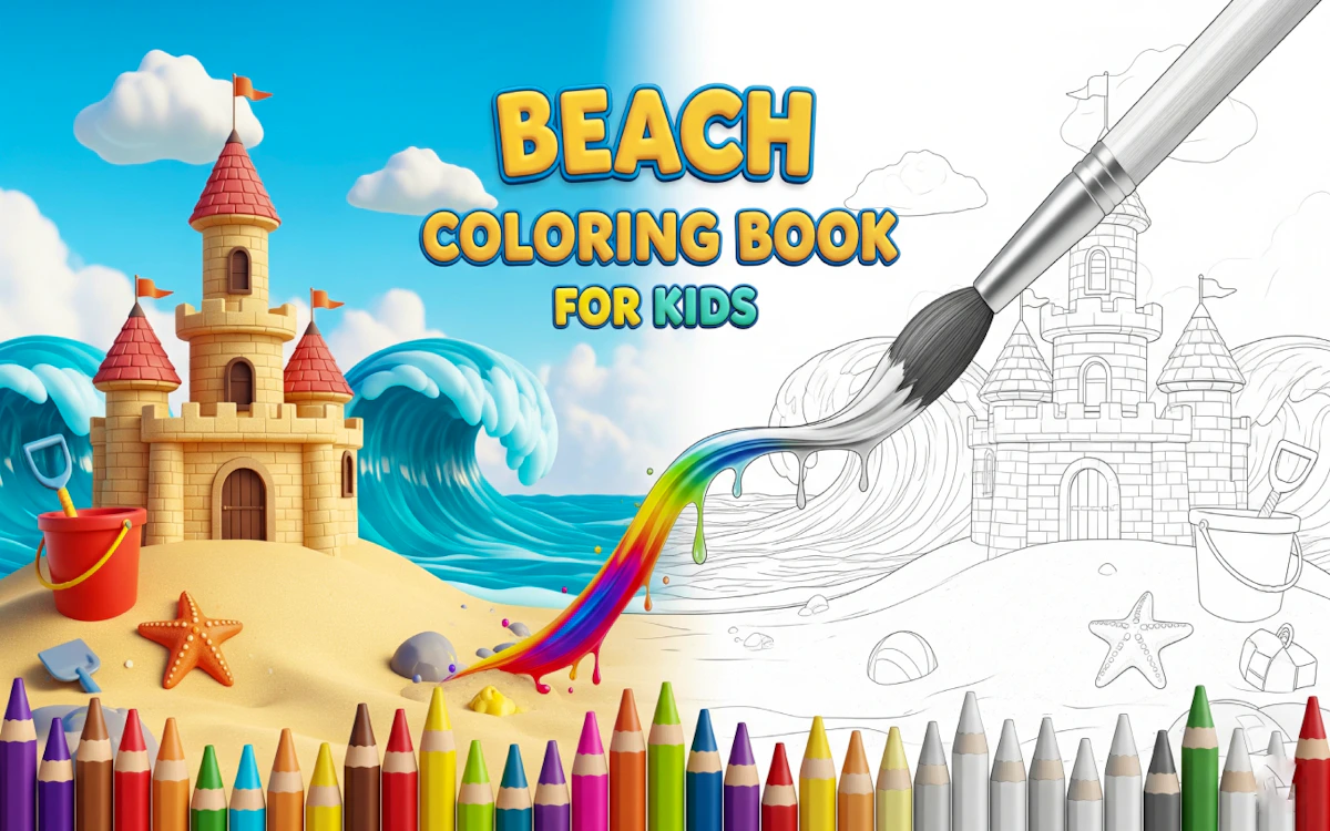 Play Beach Coloring Book for Kids — free online Coloring game