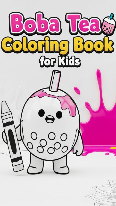 Boba Tea Coloring Book for Kids