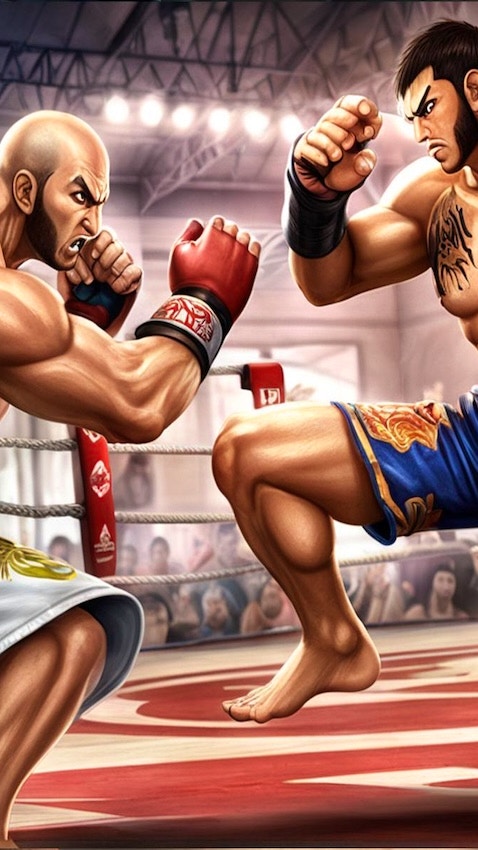 Bodybuilder Karate Fighting