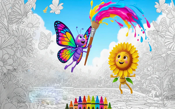 Butterflies and Flowers Coloring Book for Kids