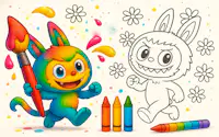 Chibi Labubu Pangkulay na Aklat para sa mga Bata