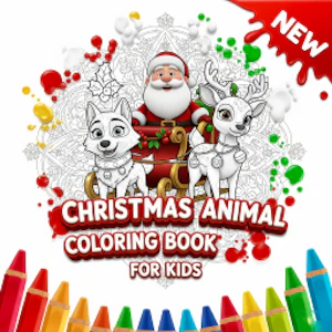 Livre de Coloriage d'Animaux de Noël pour Enfants Thumbnail