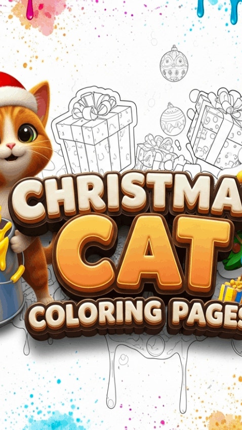 Christmas Cat Coloring Pages
