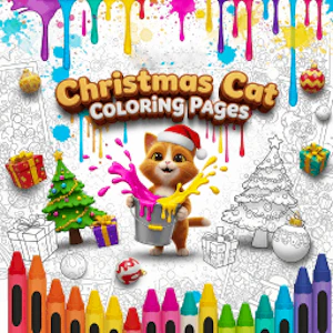 Christmas Cat Coloring Pages Thumbnail