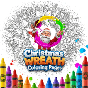 Christmas Wreath Coloring Pages Thumbnail