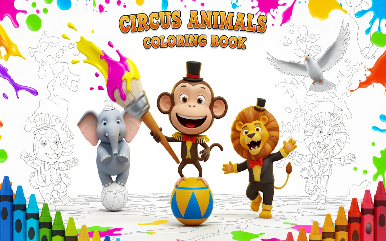 የሰርከስ እንስሳት ቀለም መጽሐፍ
