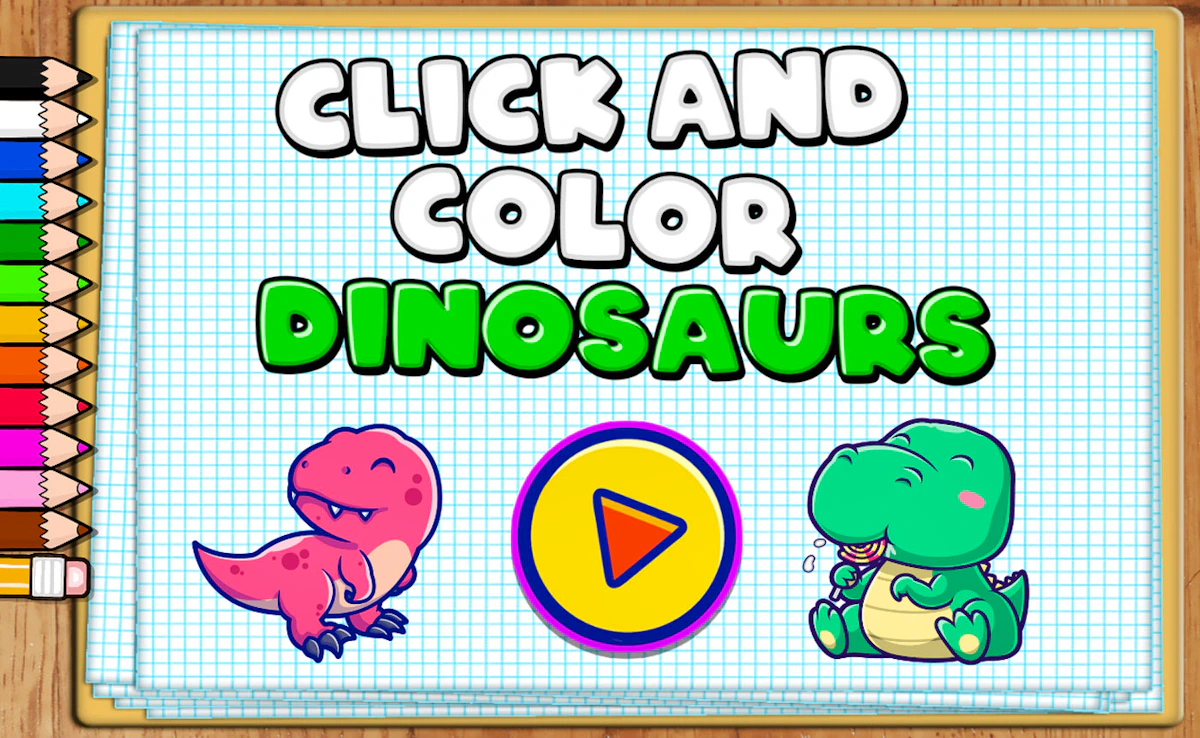 Play Click and Color Dinosaurs — free online Kids game