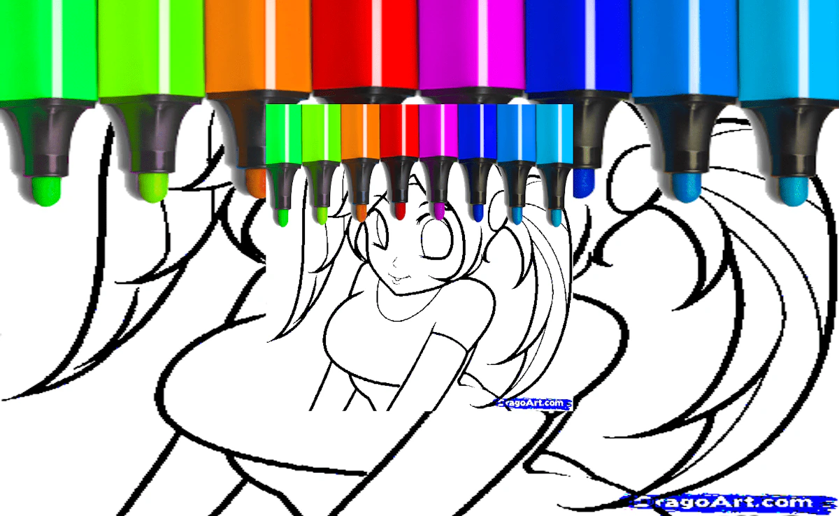 Play Cute Anime Face Girls Coloring Pages — free online Kids game