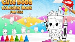 Cute Boba Coloring Book for Kids