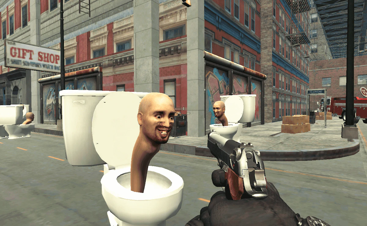 Play Dead Aim Skibidi Toilets Attack — free online First Person Shooter game