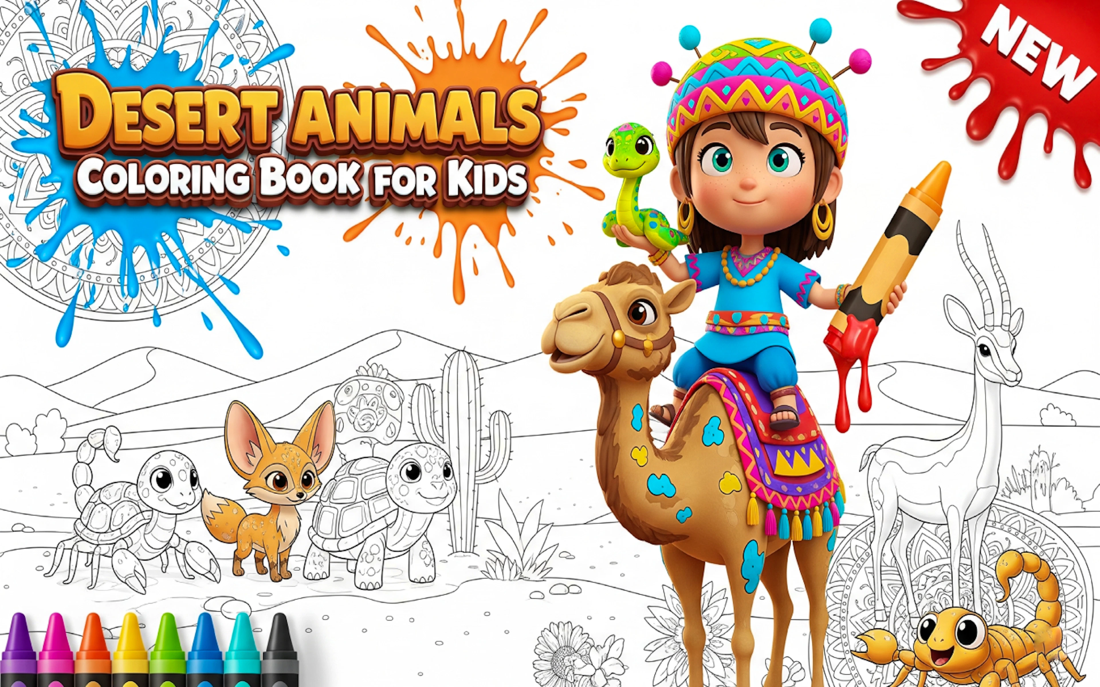 Desert Animals Coloring Book for Kids
