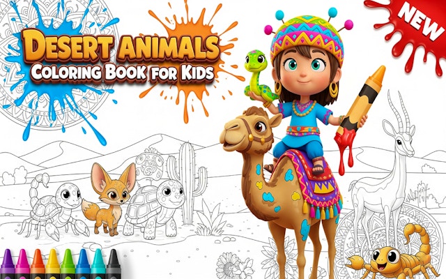 Desert Animals Coloring Book For Kids