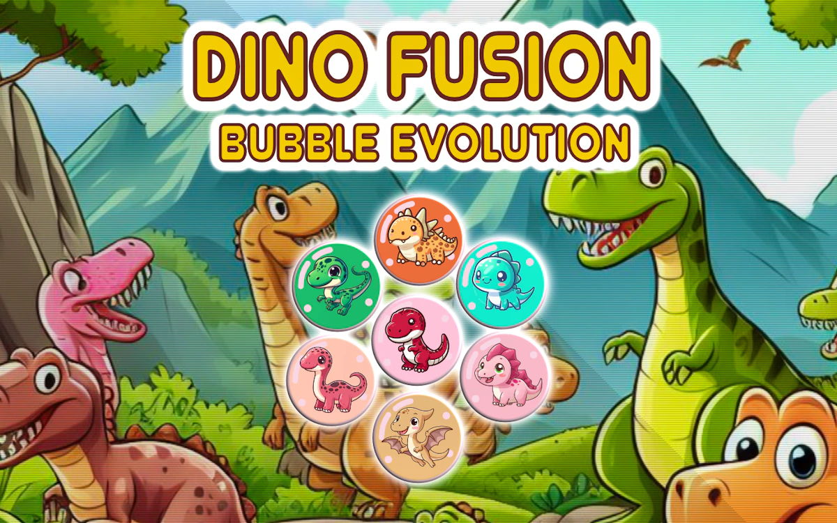 Play Dino Fusion Bubble Evolution — free online Dinosaur game