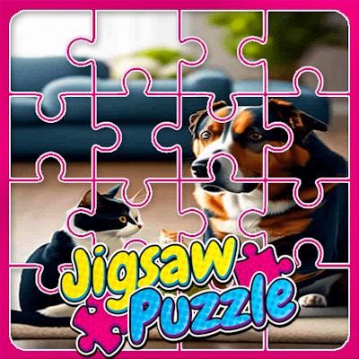 Dog and Cat Jigsaw Joyride By Gamepix