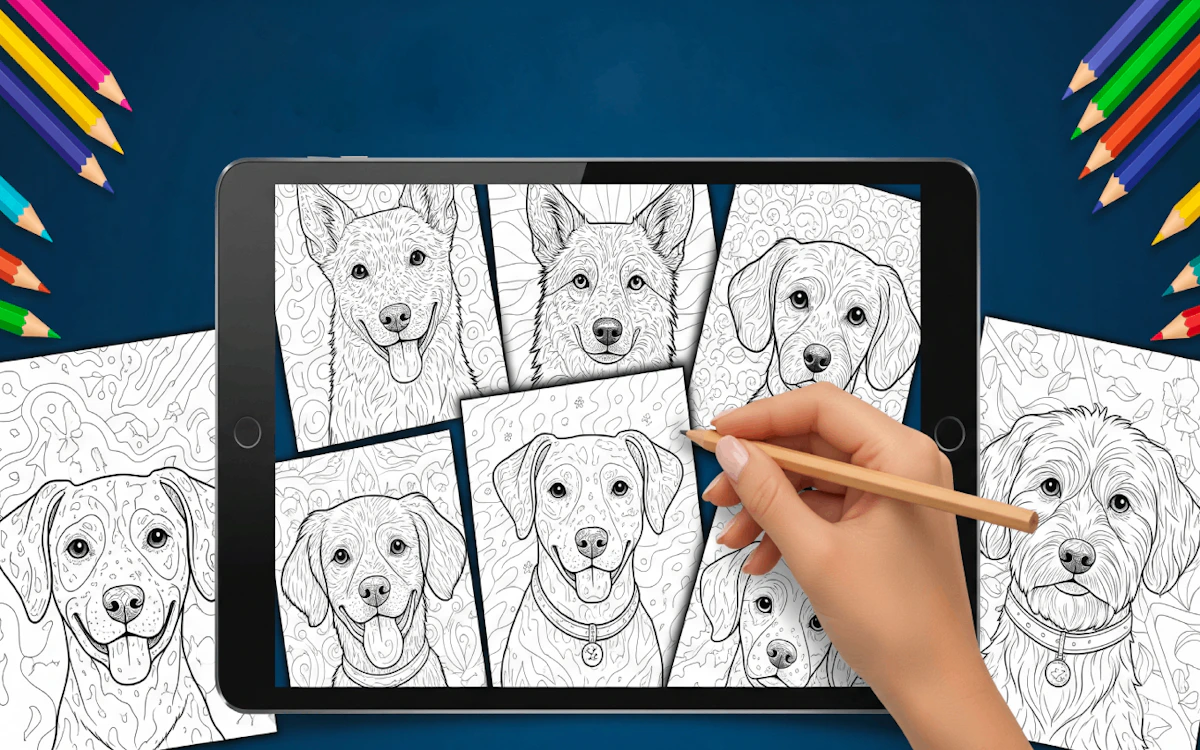 Play Dog Coloring Book for Adults — free online Coloring game