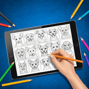Livre de coloriage pour adultes : Chiens Thumbnail