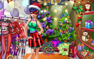 Dotted Girl Christmas Shopping