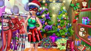Dotted Girl Christmas Shopping