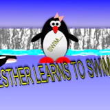 Esther the penguin. Learn to swim.