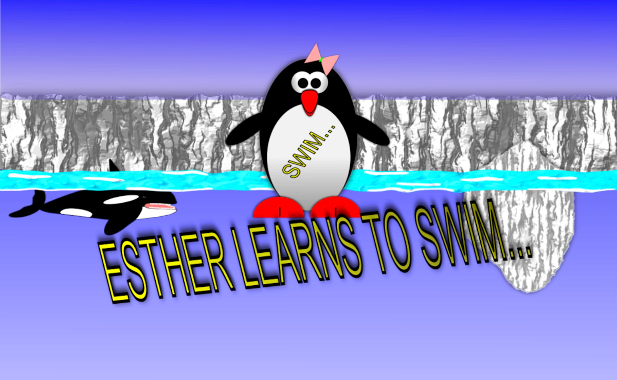 Play Esther the penguin. Learn to swim. — free online Animal game