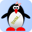 Esther the penguin. Learn to swim. banner