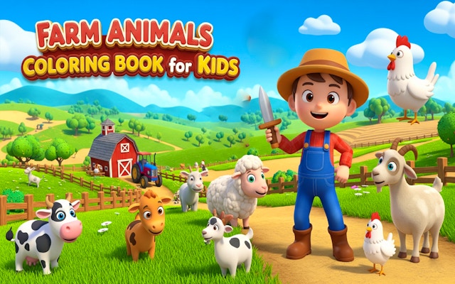 Farm Animals Coloring Book For Kids