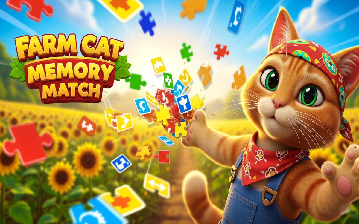 Play Farm Cat Memory Match — free online Memory game