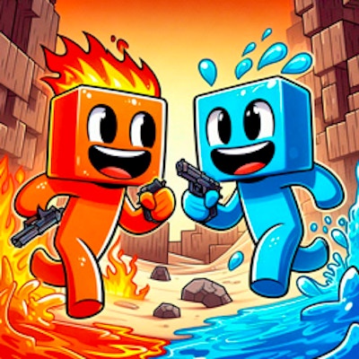 Fire and Water Blockman By Gamepix