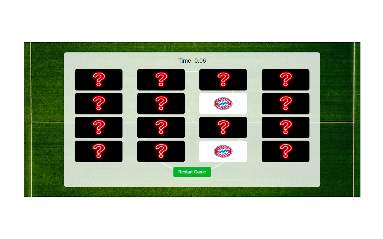 Football Match Memory — free online thinky game on Glaze Games
