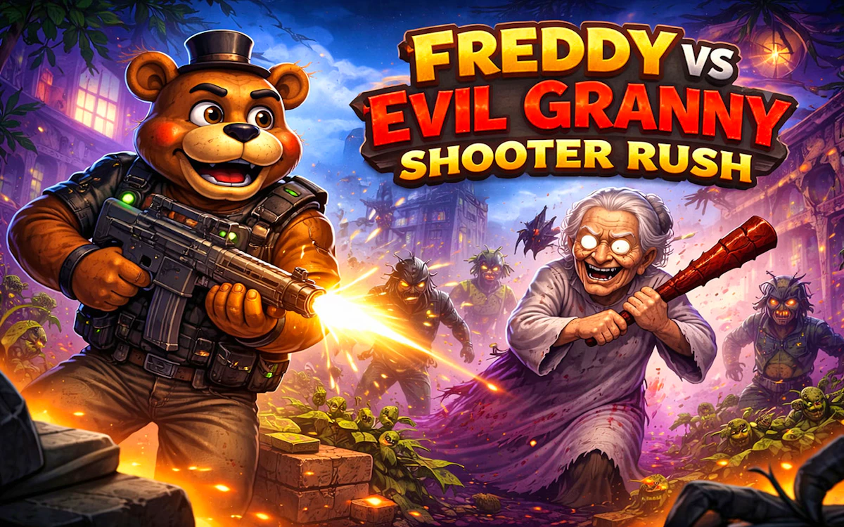 Play Freddy vs Evil Granny Shooter Rush — free online Shooter game