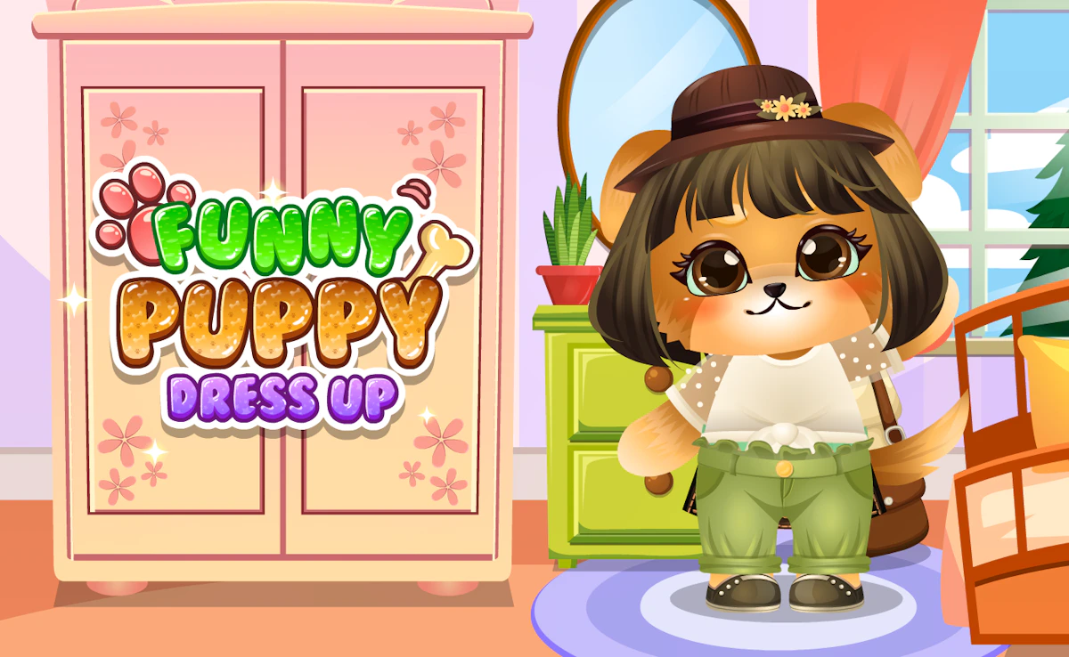 Play Funny Puppy Dressup — free online Kids game
