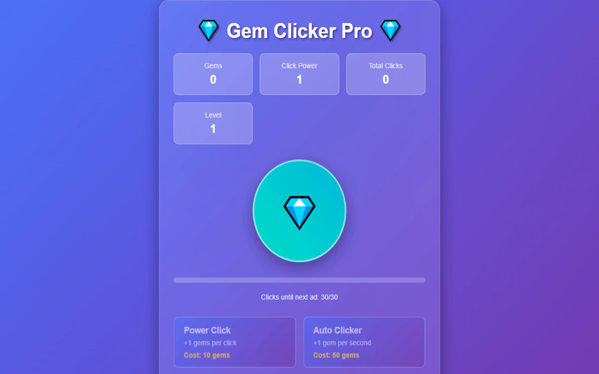 Play Gem Clicker Pro — free online Clicker game