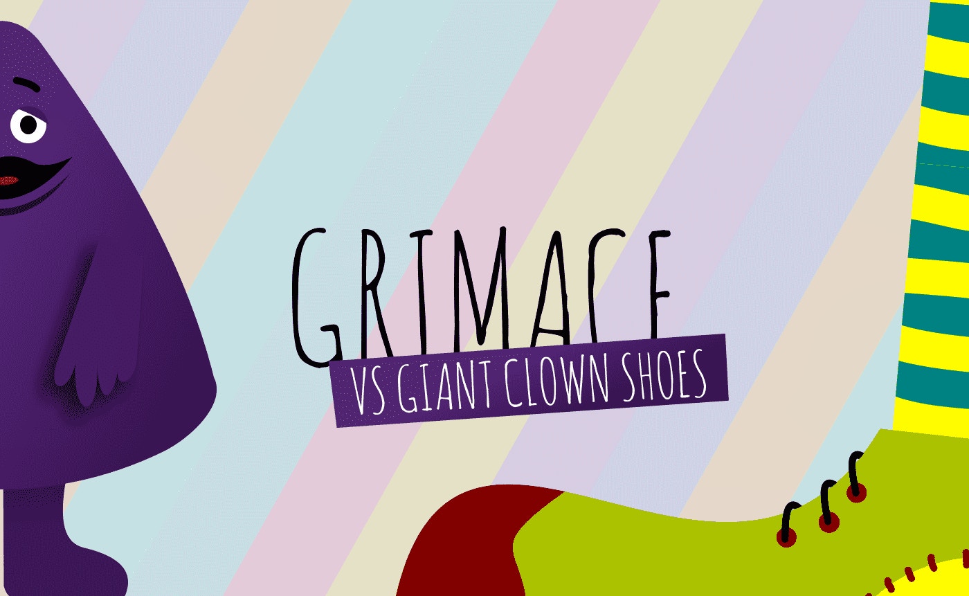 Grimace vs Giant Clown Shoes