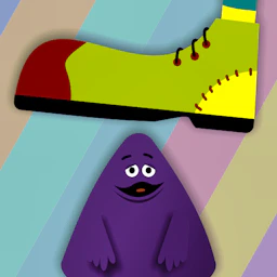 Grimace vs Giant Clown Shoes