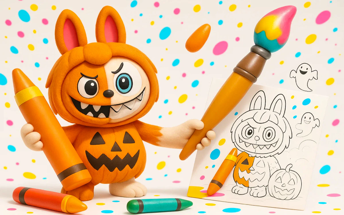 Play Halloween Labubu Coloring & Drawing Game — free online Coloring game