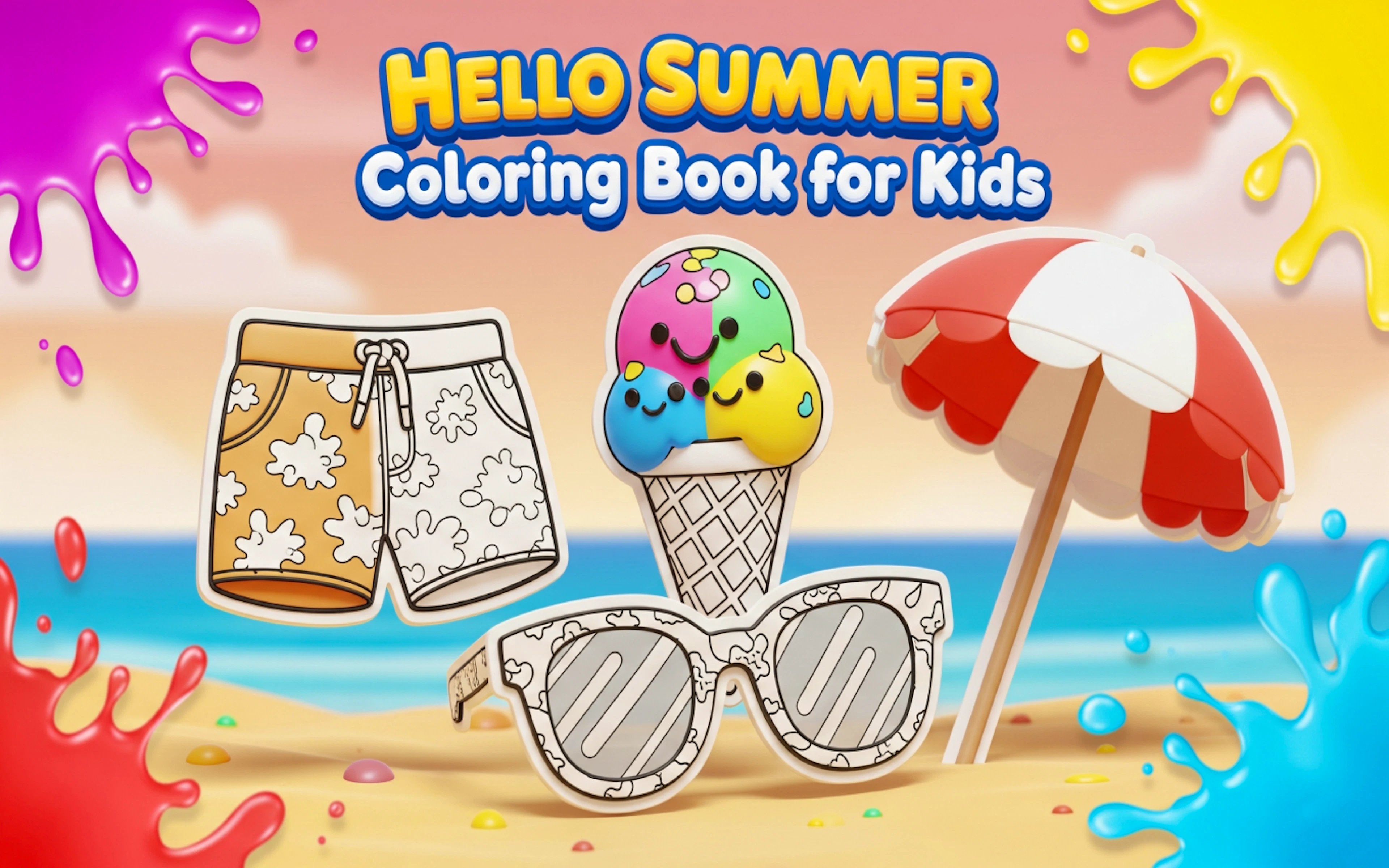 Hello Summer Coloring Book for Kids