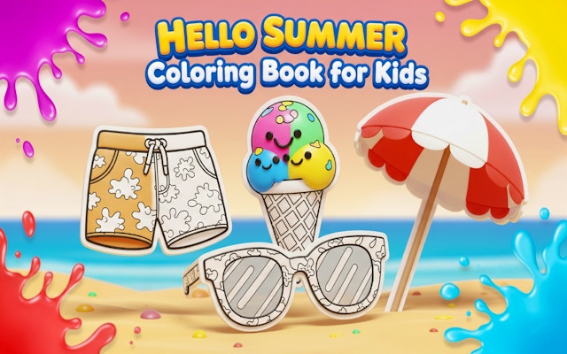 Hello Summer Coloring Book For Kids