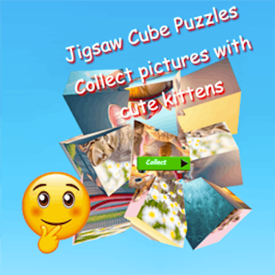 Jigsaw Cube Puzzles Collect Pictures with Cute Kittens By Gamepix