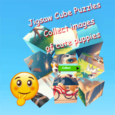 Jigsaw Cube Puzzles Collect Pictures with Cute Puppies By Gamepix