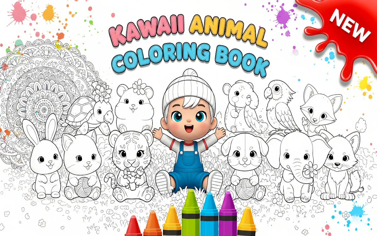 Play Kawaii Animal Coloring Book — free online Coloring game